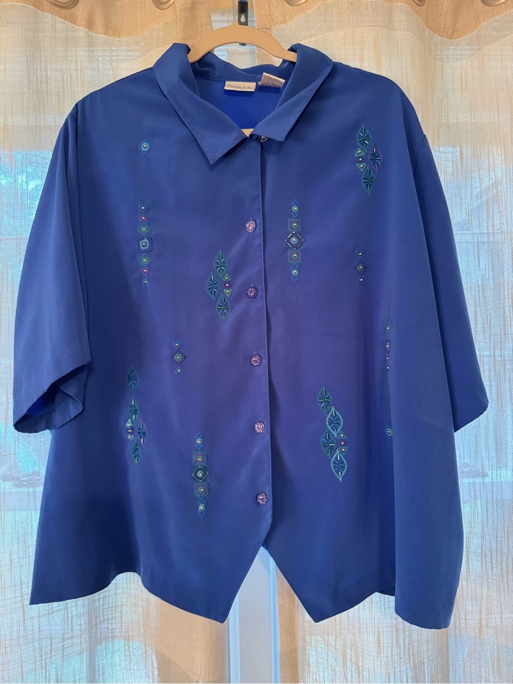 Koret Sapphire Blue Embroidered Button-Down Shirt